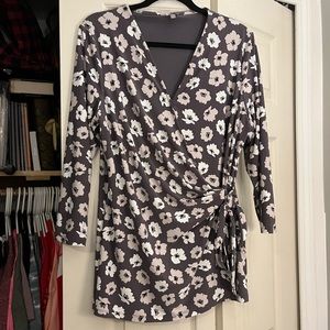 Anne Klein floral wrap shirt